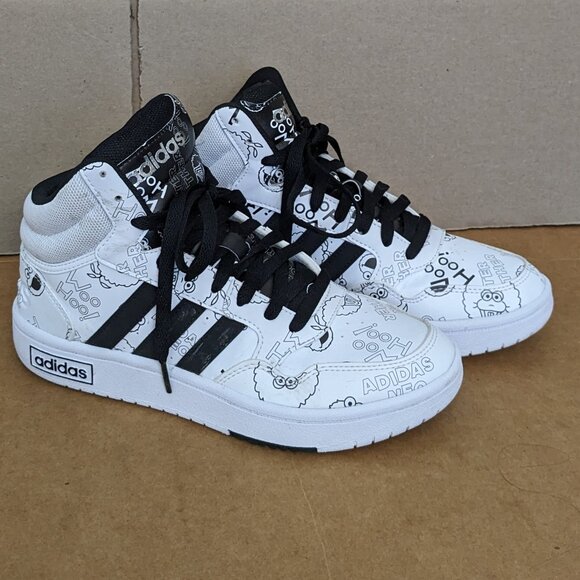 RARE Adidas Hoops 3.0 Mid W Neo Sesame Street Big Kid Womens 6.5 White . - Picture 2 of 14